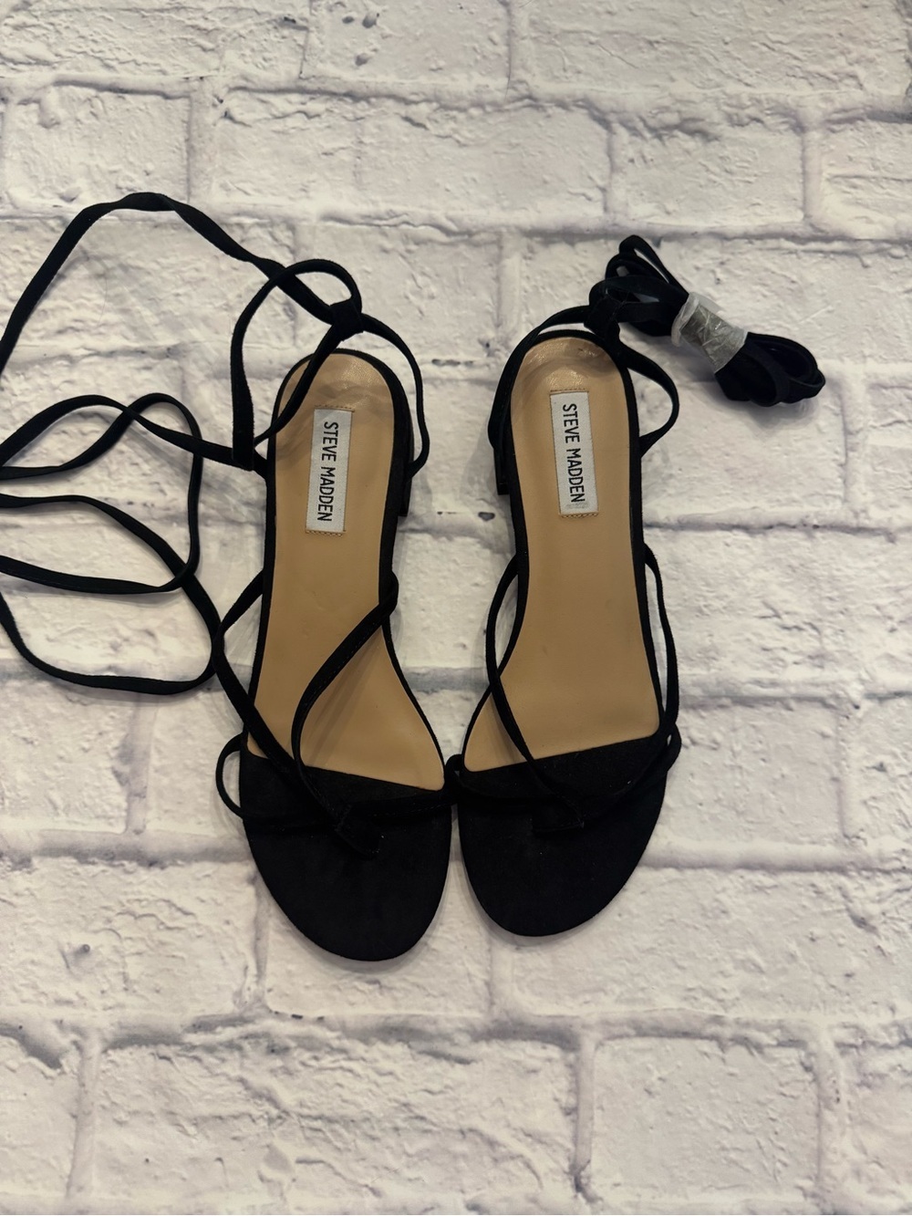 Steve Madden Black Suede Wrap-Around Strappy Sandals